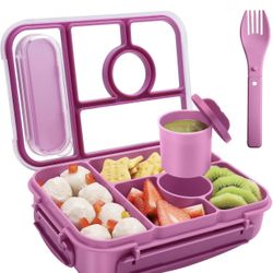 Amathley Bento box adult lunch box,lunch box kids,lunch containers for Adults/Kids/Toddler,5 Compartments bento Lunch box for kids with Sauce Vontaine