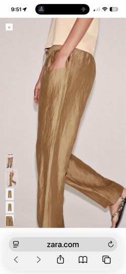 Zara gold linen pants, size medium.