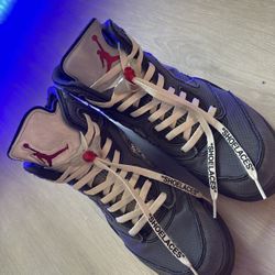 Nike Air Jordan 5 Retro SP x Off-White sneakers in the Muslin colorway