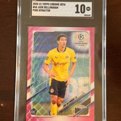 2020-21 Topps Chrome UEFA Jude Bellingham Pink X Fractor #68 SGC 10