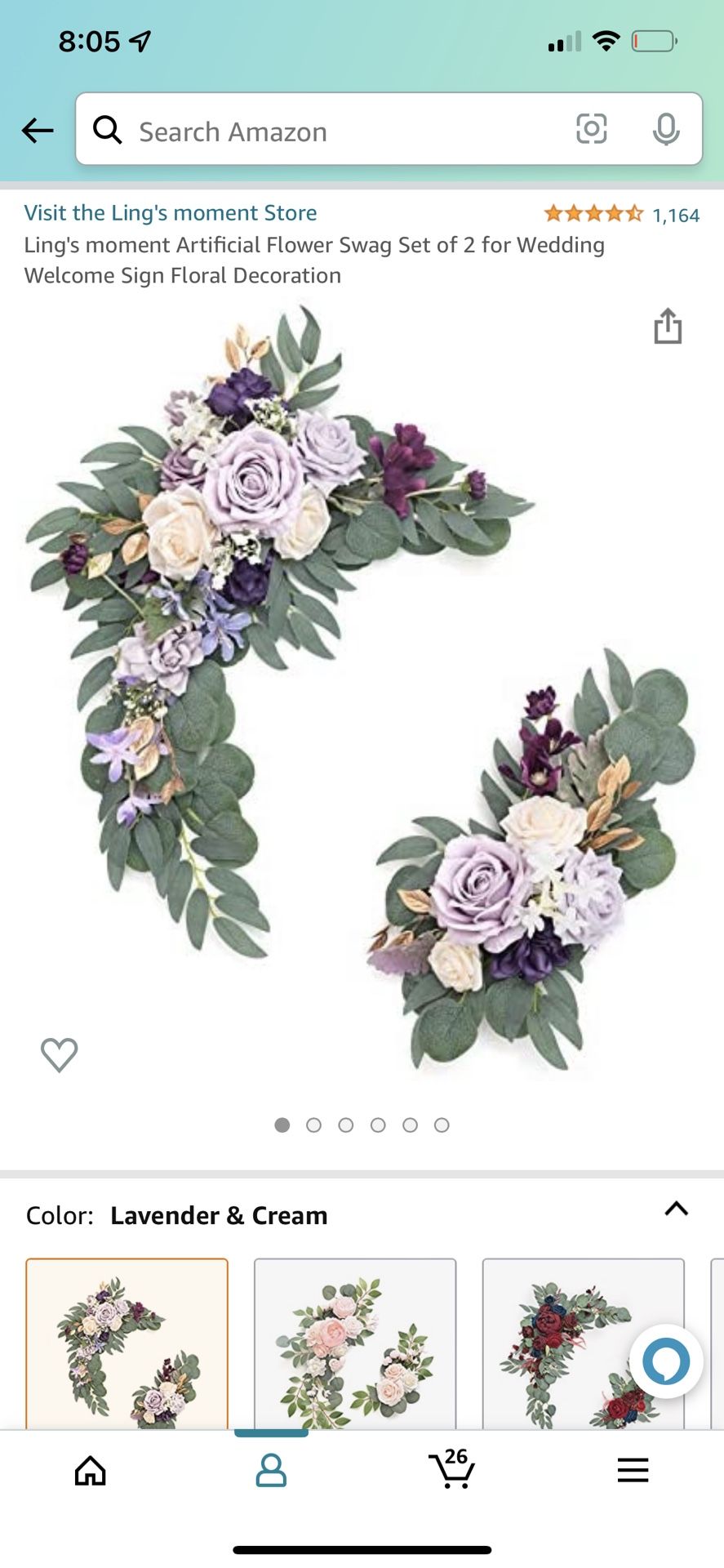 Ling's moment Artificial Flower Swag Set of 2 for Wedding Welcome Sign Floral Decoration https://offerup.com/redirect/?o=aHR0cHM6Ly93d3cuYW1hem9uLmNvb