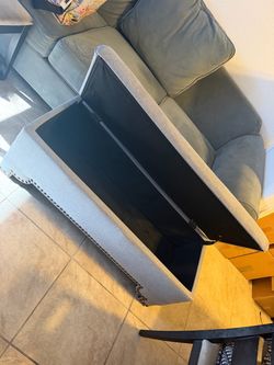 Gray Upholstered Storage Ottoman Bench $30