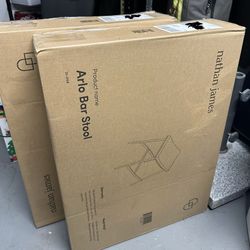 NEW - Two (2) Faux Leather Counter Height Saddle Bar Stools