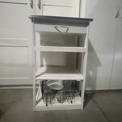 White Small Stainless Steel Top Kitchen Island 