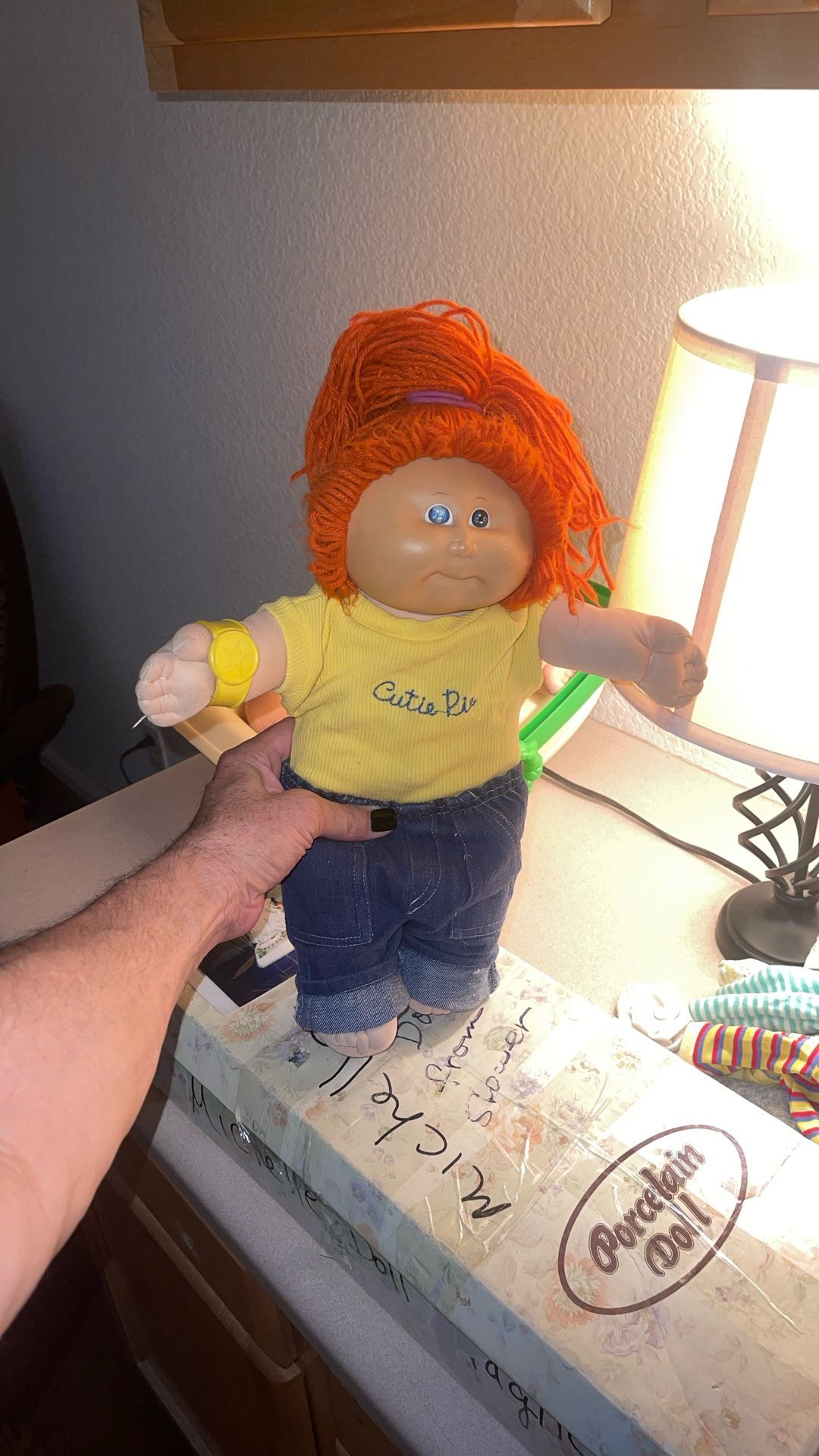 Vintage Xavier Roberts Cabbage Patch Soft Body Doll Red Yarn Hair Blue Eyes 17”