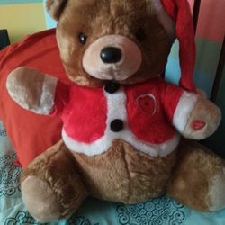 1980s Musical Heart Light Up Christmas Teddy Bear