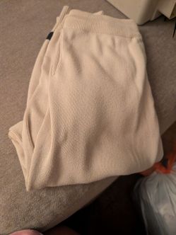 Cream Knit Sweatpants with Elastic Waistband