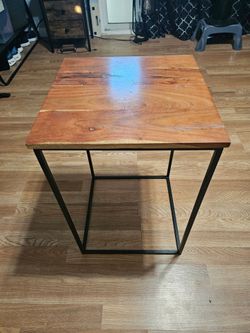 Side Wood and Metal Table