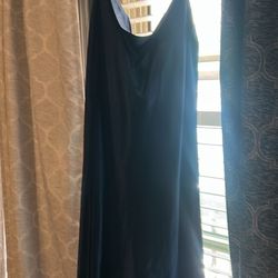 Satin Blue Dress One Slit Size XL 