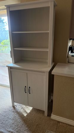 White IKEA BRUSALI Kitchen Storage Cabinet with Shelves