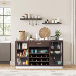 Sideboard wine bar cabinet with 2 glass doors