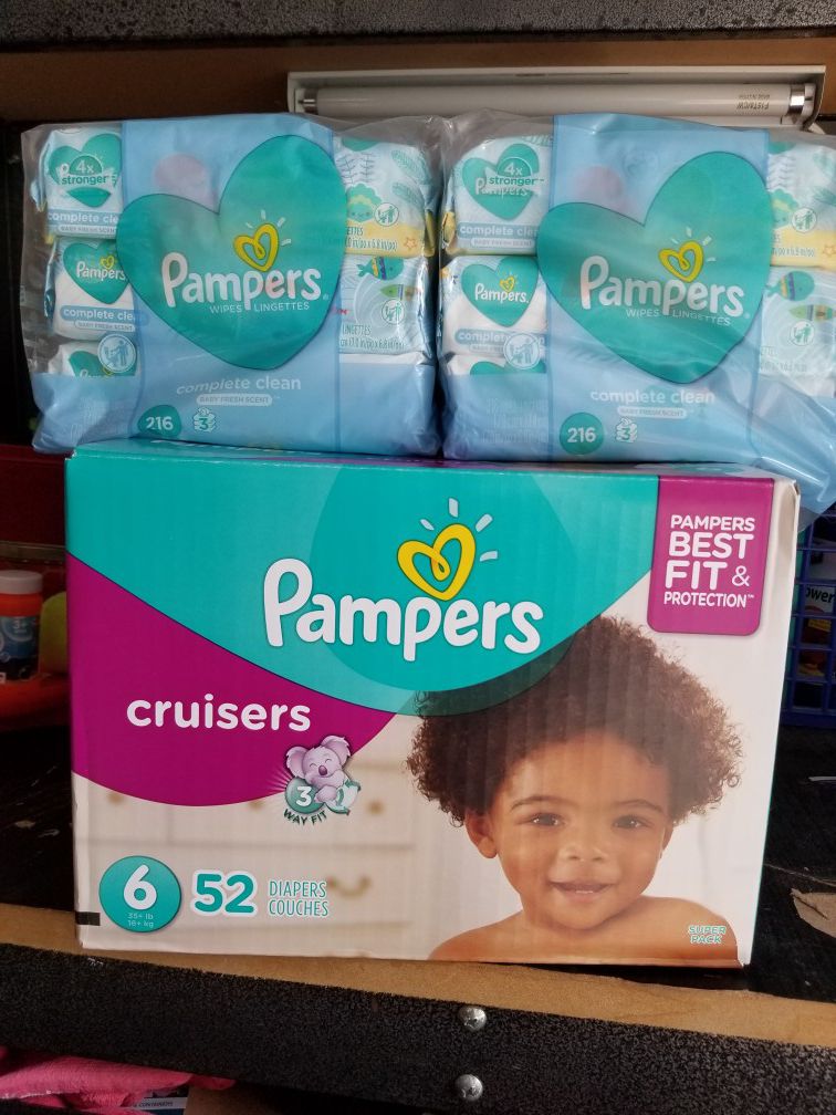 Pampers size 6 & baby wipes