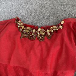 Girl Sz. 5-7. Dress For Special Occasion Party Event Wedding Birthday. Red And. Gold. Color 