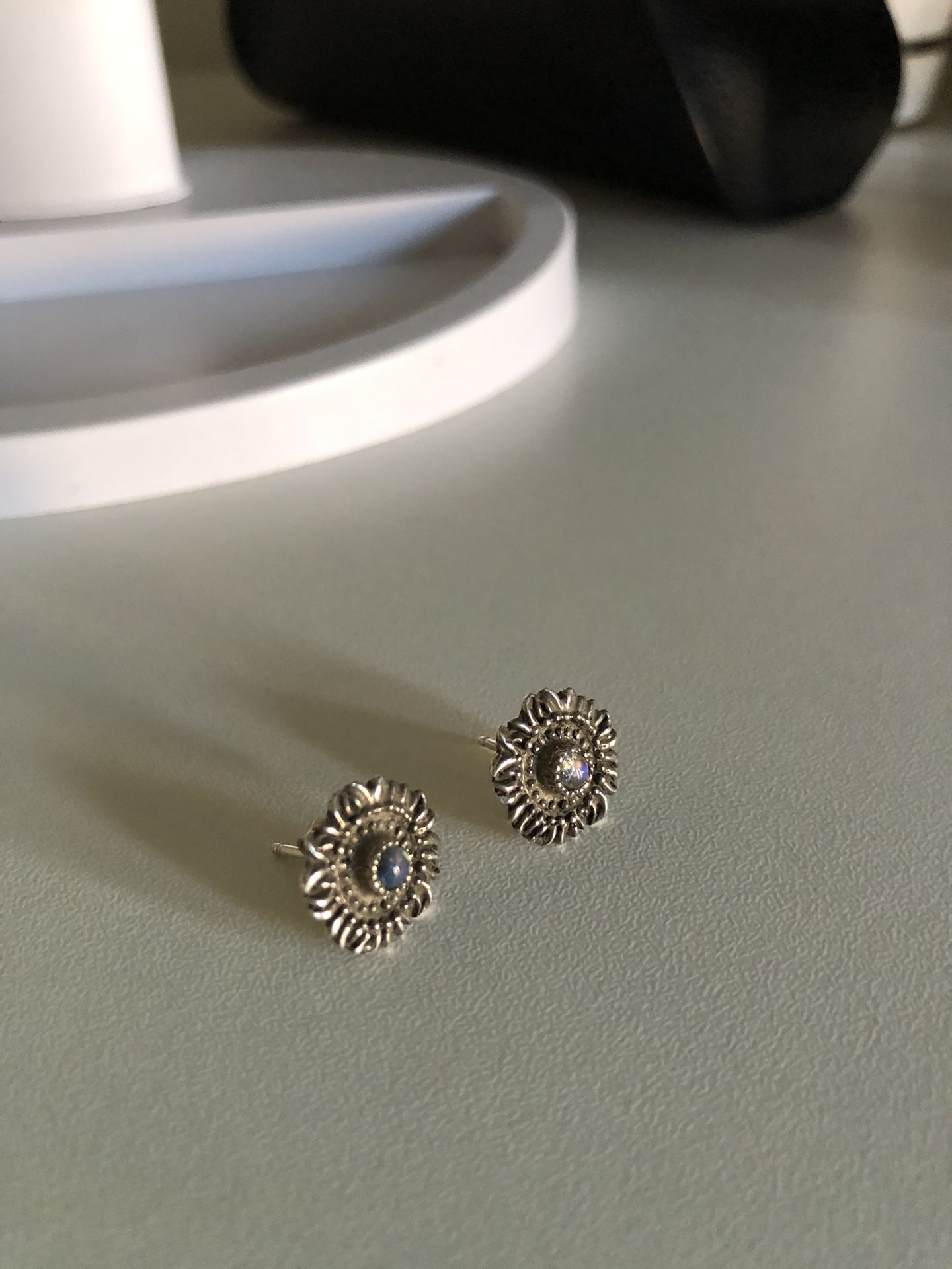 silver moonstone earring studs .925 custom made