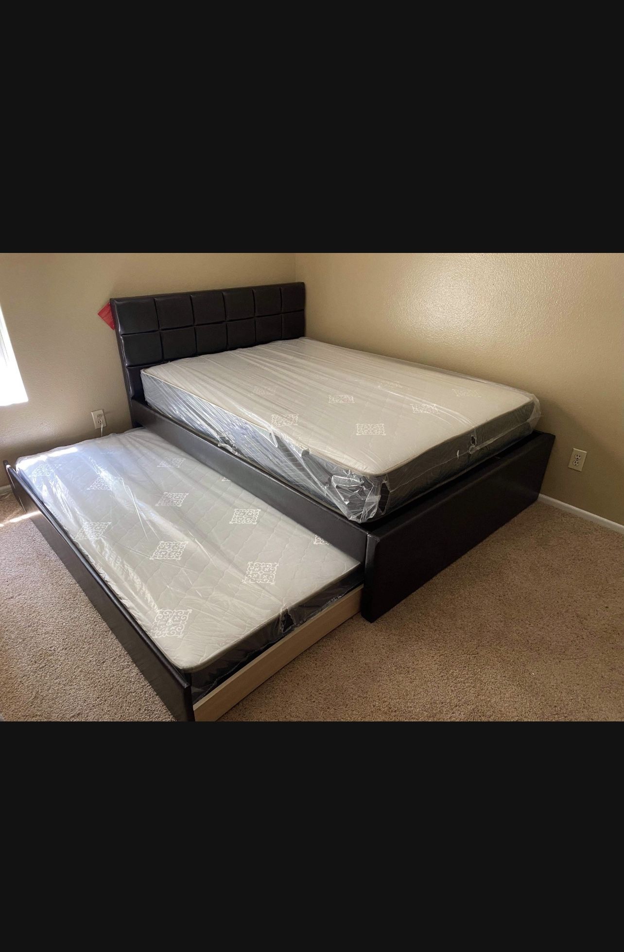 Full Over Twin Trundle Bed With 2 Mattress
