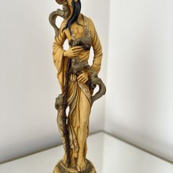 Vintage artmark carved resin asian statue 19” 
