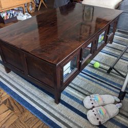 Solid Oak Coffee/Project Table w/ Cabinet