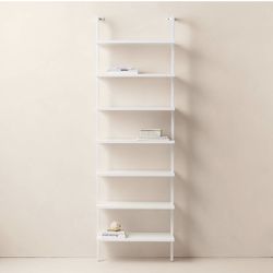 CB2 Stairway 96" White Metal Wall Mount Bookcase & Desk  Exclusive