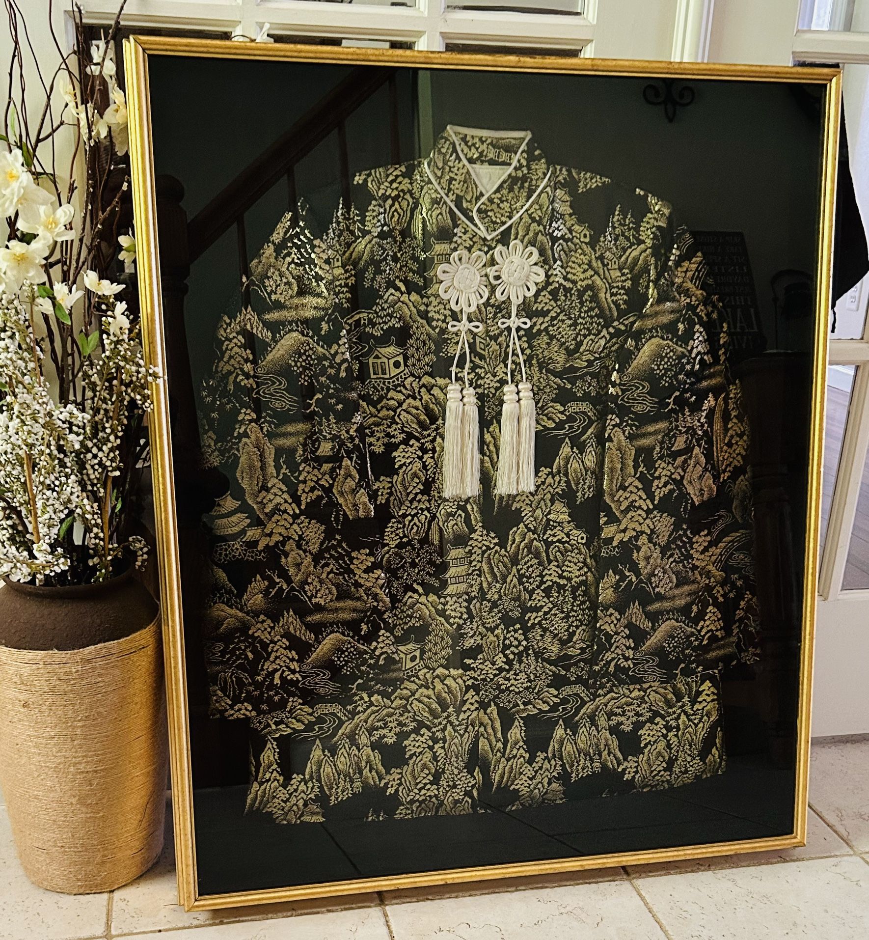 Authentic, Custom Framed, Vintage 1940’s Chinoiserie Brocade Women’s Evening Jacket