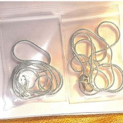 2pcs.] 4.00g Real Solid .925 Sterling Silver 1mm Snake Chain Necklace 16" long