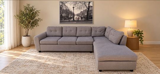Coaster Stonenesse Gray Sectional Sofa with Chaise + IKEA Wall Art