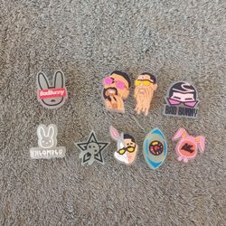 Bad bunny jibbitz crocs shoe charms lot Of 9 —- Glow In The Dark