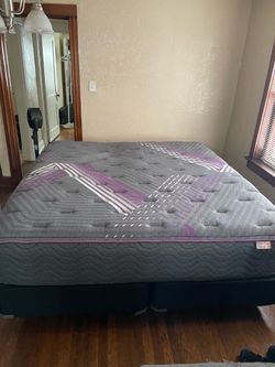 $500 or BEST OFFER Good as NEW ! King size mattress , bed frame , foundation and mattress protector.