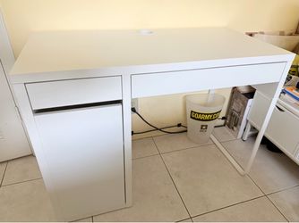 White Desk with Drawer and Shelves