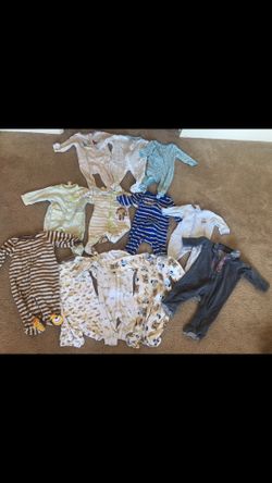 12 baby boy footed onesies
