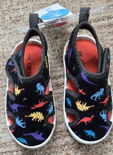 Carter's Unisex Child Troy Water Shoe Sandal Size 5 Toddler Dinosaurs Velcro Closure NEW WITH TAGS