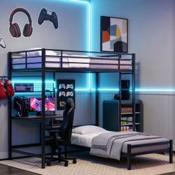 Twin bunk bed with desk Twin bunk bed with desk