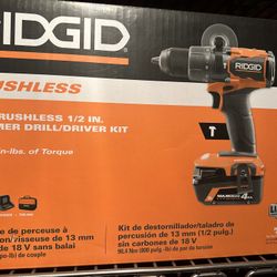 Ridgid 18V Brushless Cordless 1/2 in. Hammer Drill/Driver Kit with 4.0 Ah 