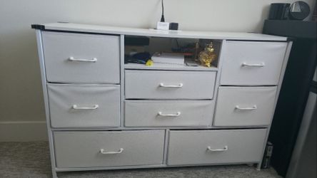 White 8-Drawer Fabric Dresser