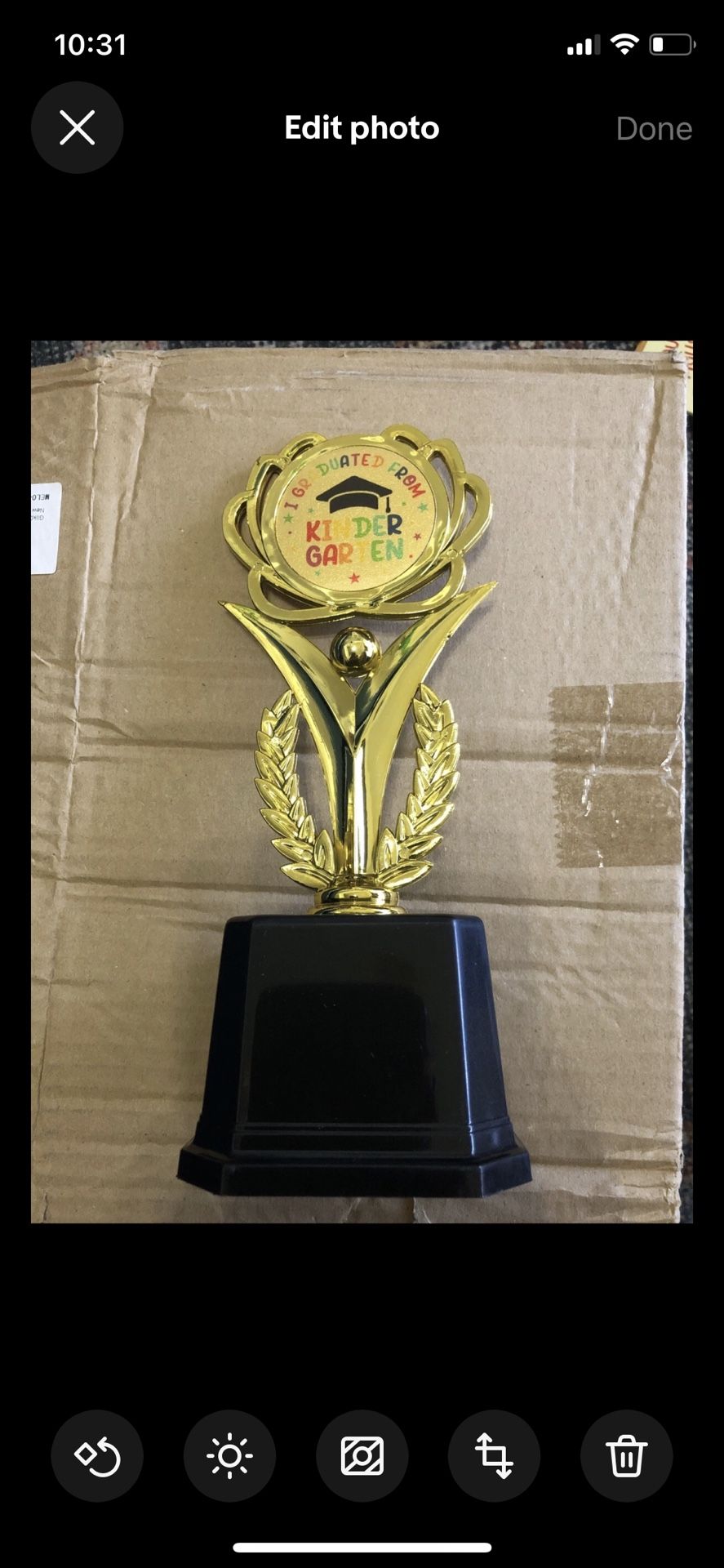 8 Pieces Student I Graduated Form Kindergarten Graduation Trophy Award 8"