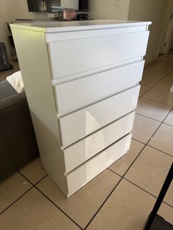 5-drawer dresser, white/anchor/unlock function,
