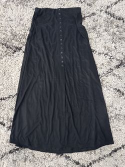 Black Button-Front Midi Skirt - Size S