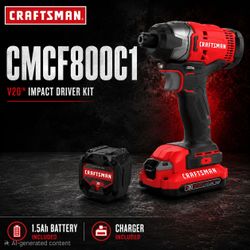 CRAFTSMAN CMCF800C1 V20 Brushless Impact Driver Kit w/ Battery Charger New