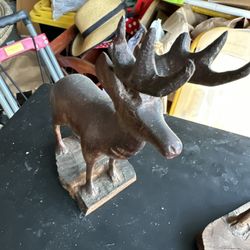 hand-carved Moose wood sculpted In Alaska