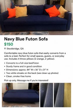 Navy Blue Futon Sofa