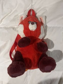 Plush character backpack of Mei Lee's red panda 