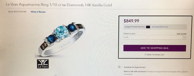 Le Vian Aquamarine 14k vanilla gold ring