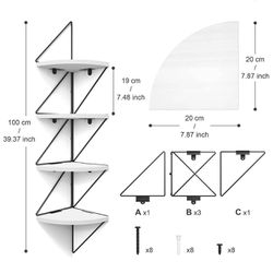 4-Tier Corner Floating Shelf (White)