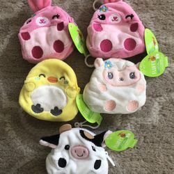 Plush Mini clip on backpacks with zipper