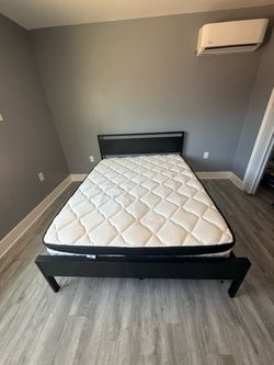 Queen bed frame and mattress