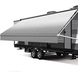 RV Awning Fabric Replacement, 18.5oz Heavy-Duty Weatherproof Vinyl Camper Awning Replacement Universal Outdoor Canopy for RV, Motorhome (Gray Fade, 14