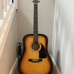 Squier by Fender Acoustic Guitar w/ Stand & Capo – Sunburst Finish