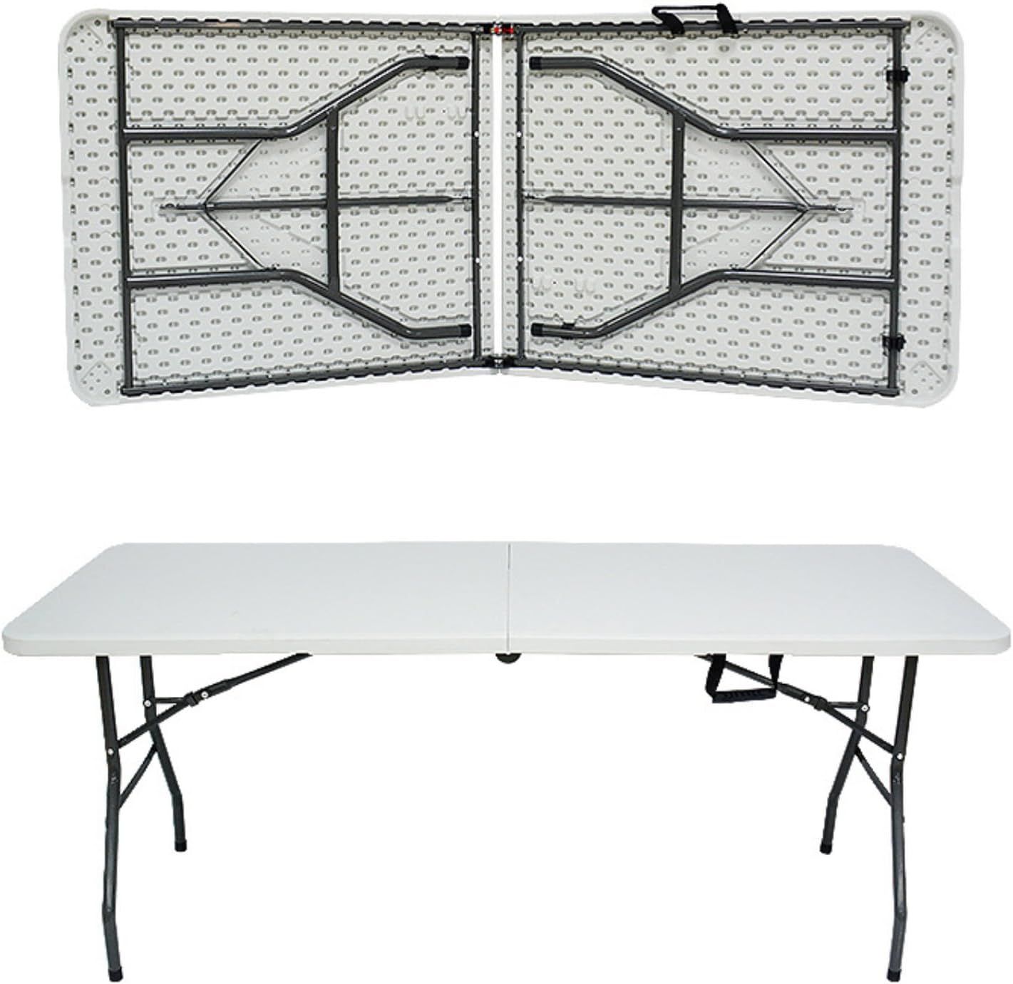 Folding Table Plastic Double Fold with Handle Heavy Duty Stand for Party Catering Camping Picnic Stall Market Event Sturdy Outdoor Patio Furniture