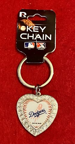 L A DODGERS HEART SHAPED KEY RING