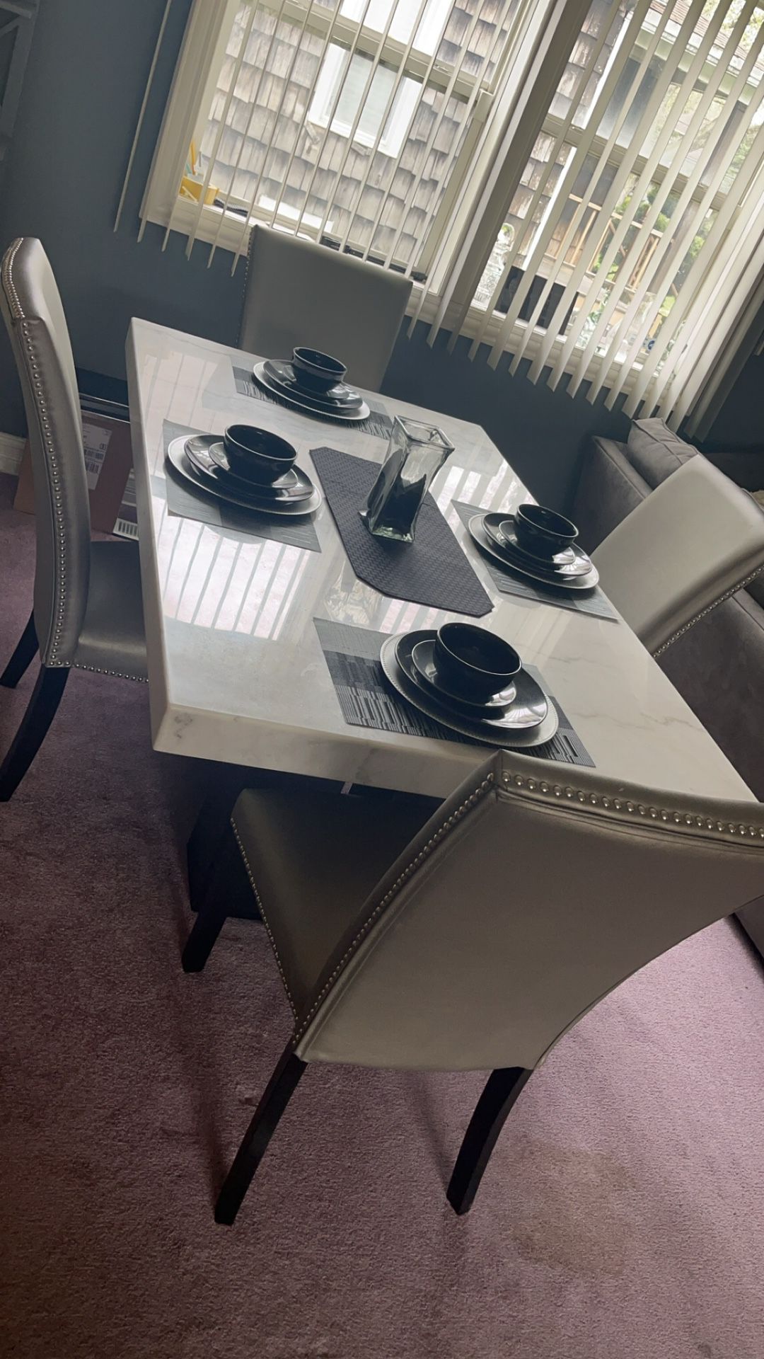 Marble Dining Table w/ 4 Chairs