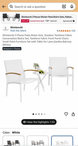 Shintenchi 3-Piece Patio Bistro Set White